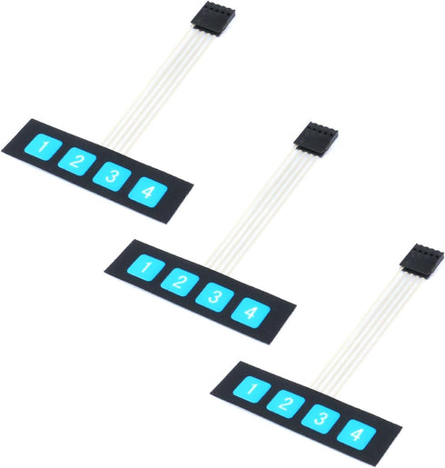 3Pcs 1x4 Matrix Array Membrane Switch, 4 Key Matrix Keyboard Membrane Keys 68*20mm 5Pin Dupont