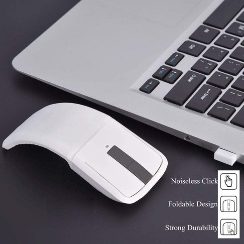 Wireless Folding Mouse, Touch Mouse USB for Microsoft, Photoelectricity + Touch Scroll, Arc Mouse for PC/Laptop
