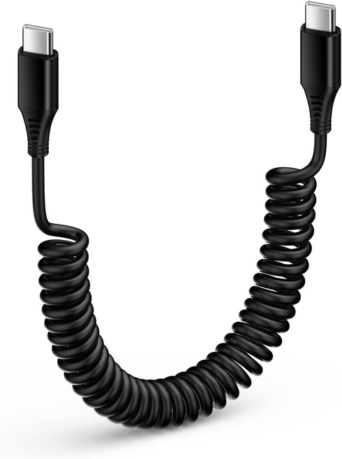 iPhone 15 Pro Max Charger Cable 3FT for Car, Coiled USB C to USB C Fast Power Charging Cord for Samsung Galaxy and Pixel