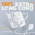 TESSAN Long Flat Extension Cord 15 ft with Surge Protector - Power Strip with 4 Outlets & 3 USB Ports (1 USB C)