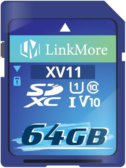 LinkMore XV11 SDXC Card 64GB, Compatible with Camera, PC, UHS-I, Class 10, Read Speed Up to 98 MB/s