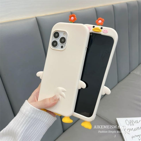 Funny Cute Ugly Phone Cases for iPhone 15 with 3D Cartoon Duck and Foot, Girly Weird Phone Cases for Teen Women Girls