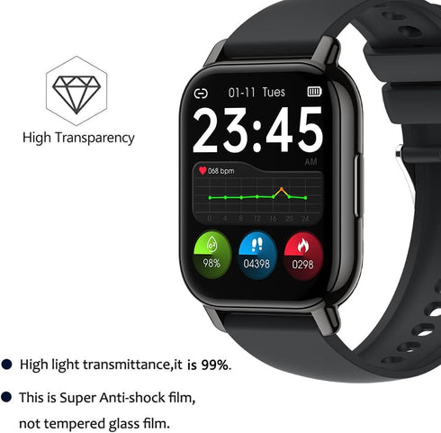 3 Pack Screen Protector Film Compatible with Popglory P66 1.85'' Smartwatch, 3D Full Coverage Anti-Scratch Foils