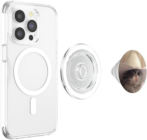 Crying Cat Meme Sad PopGrip: Swappable Grip for Phones & Tablets, MagSafe for iPhone