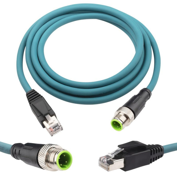 M12 to RJ45 Industrial Ethernet Cable: Automation Systems Interconnect M12 4 Pin D Code Male to RJ45 Male