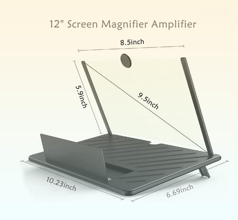 Dymicbit 12-inch 3D Screen Magnifier, HD Phone Enlargement Projector for Movies, Videos, and Gaming. Foldable Phone
