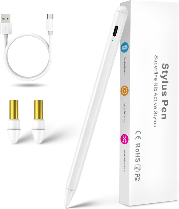 2023 iPad Pro 12.9-inch Stylus Pencil - 1.5mm Palm Rejection Tip, Compatible with Apple Pencil, White