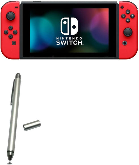 BoxWave Stylus Pen for Nintendo Switch, DualTip Capacitive Stylus, Fiber Tip Disc Tip, Metallic Silver