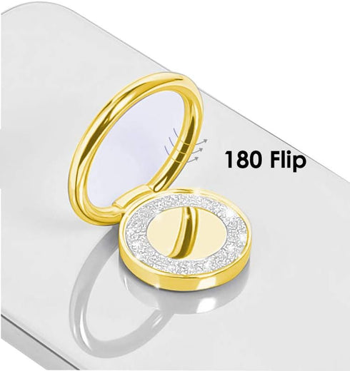 Glitter Bling Bling Phone Ring Holder, Sparkle Kickstand, Cell Phone Finger Ring Grip for Almost All Phones (Gold)