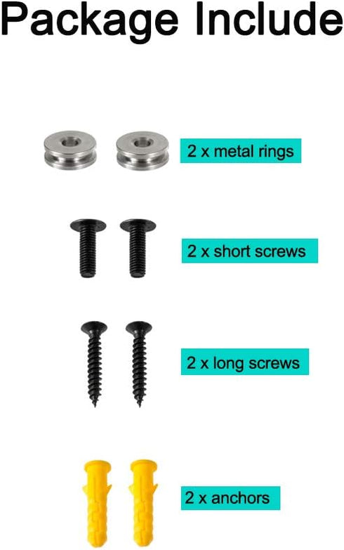 Soundbar Wall Mount Metal Hug Rings + Screws + Wall Anchors for Samsung HW-N950 and More