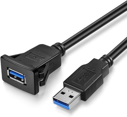 USB3.0 Square Flush Mount - 1M 3ft USB 3.0 Extension Mount Cable for Car, Boat, Motorcycle