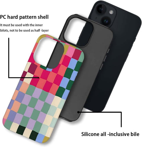 SEized iPhone 14 Case, Colorful Checkerboard, Durable Protection for Girl, Women, Boy, Men