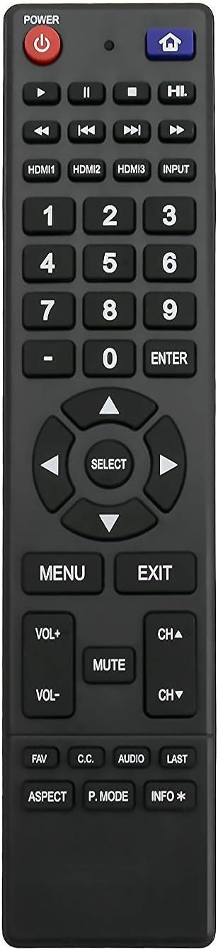 New 850125633 Replaced Remote - Fit for HITACHI LED LCD TV Models LE32A509, LE32E6R9, LE39A309, LE43A509, LE49A509,