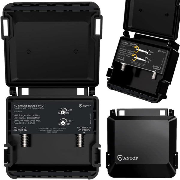 MISSMOON ANTOP Amplifier for TV Antenna, Digital Antenna Booster Signal Preamplifier, VHF/UFH Adjustable,