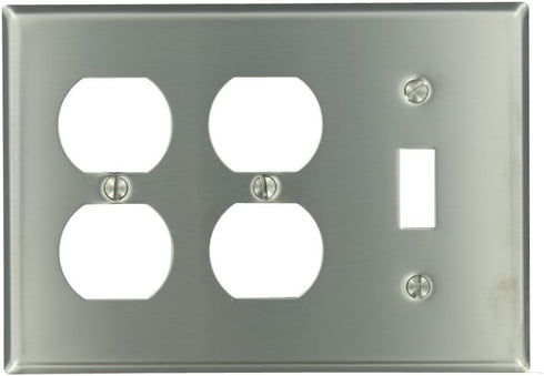 Leviton 84047-40 SS WP 3G 1TGL/2DUP STD SIZE NON MAG