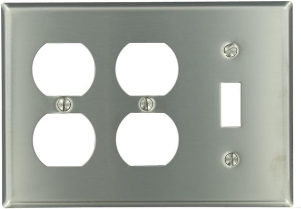 Leviton 84047-40 SS WP 3G 1TGL/2DUP STD SIZE NON MAG