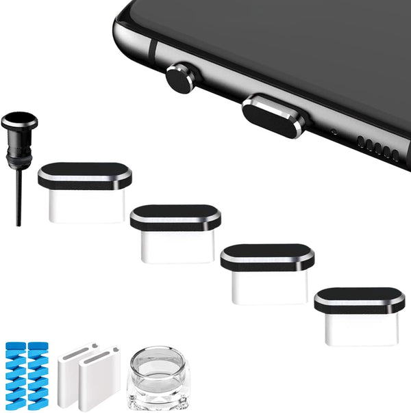 USB C Anti Dust Plugs Protector, Waterproof C Port Cover Cap Phone Charm 4 PCS for iPhone 15/Samsung