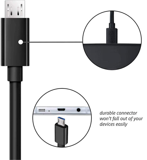 DEEGO 2-Pack Charging Cable for Samsung Galaxy S7, 6Ft & 10Ft Fast Charger for Android, LG, Moto, PS4, Black.