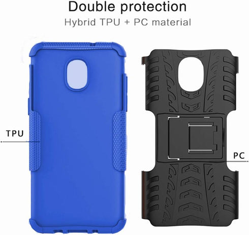 Yiakeng Galaxy J7 2018 Shockproof Protective Case with Kickstand (Blue)