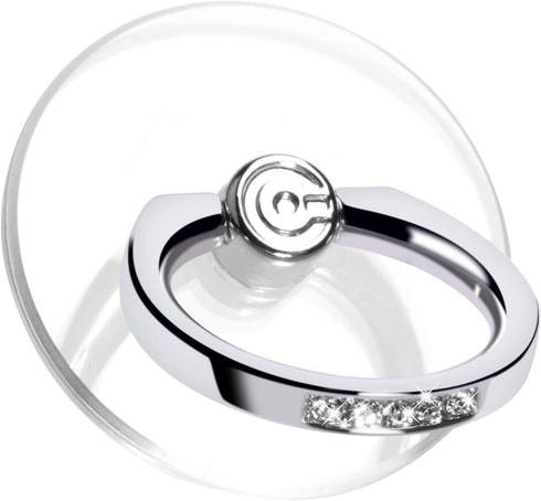 Transparent Phone Ring Holder Grip - EI Sonador Clear Stand Holder with 360° Rotation (2 Silver Diamond)