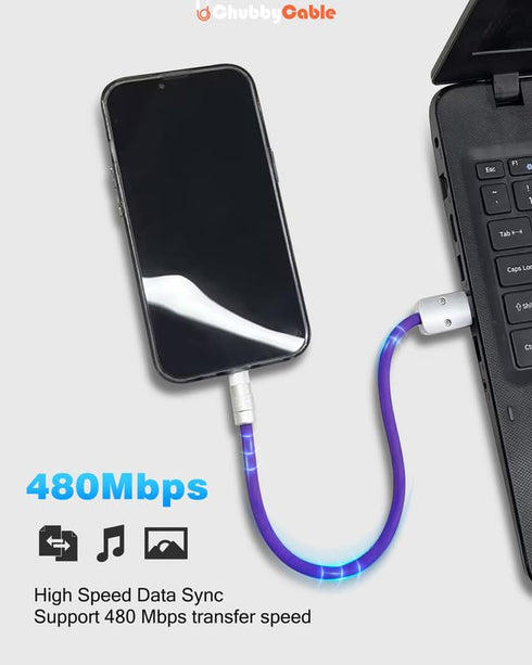 chubbycable Cute Chubby - Durable Fast Charging Short USB C Cable for Phones/Tablets, Ultra-Thick Silicone Charger,