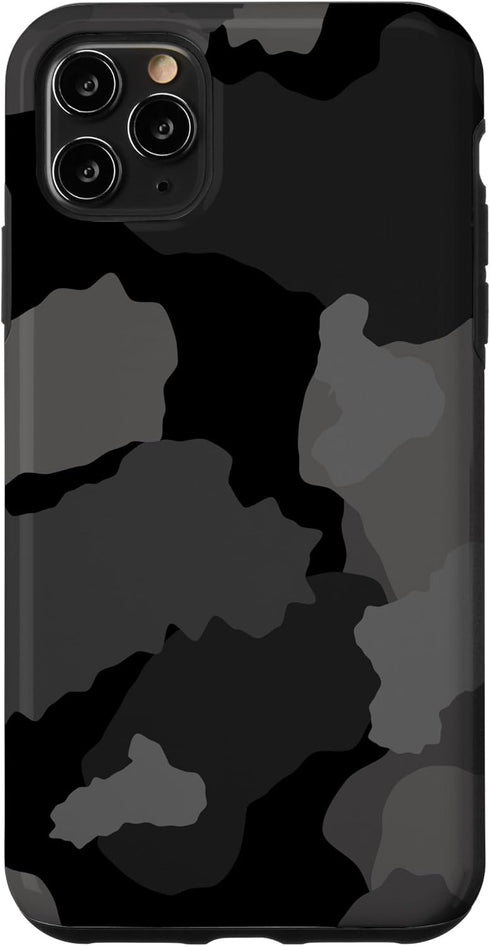 iPhone 11 Pro Max Black Grey Camo Case - Camouflage Phone Cover
