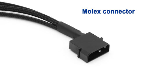 Molex to 4 Pin Fan Adapter, 3 Pin 4 Pin PC Case 12V Cooling Fans Molex to Fan Splitter Power Cable, 13 inch (1 Pack)