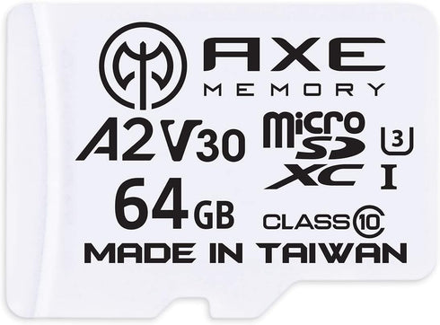 AXE MEMORY 64GB Micro SD Card, 4K Ultra Full HD Video, Premium Speed MicroSDXC with SD Adapter