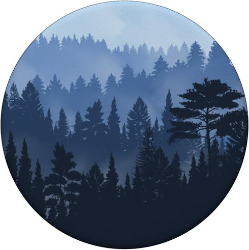 Pine Trees Mountain Scene Teal Black Forest Design - PopSockets Standard PopGrip