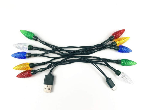 2 Pack KBG LED Christmas Lights Charging Cable, USB Charger Cord Multicolor 10LED 50inch Compatible with iPhone
