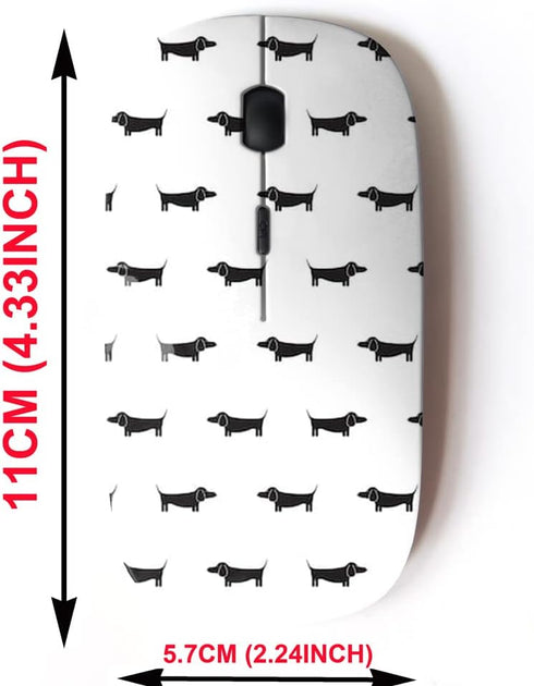 2.4G Wireless Mouse with Cute Pattern Design for All Laptops and Desktops with Nano Receiver - Dachshund Dog Silhouette