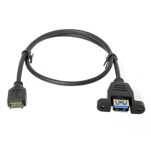 cablecc USB 3.1 Front Panel Header to USB 3.0 Type-A Female Extension Cable, 50cm Panel Mount Type