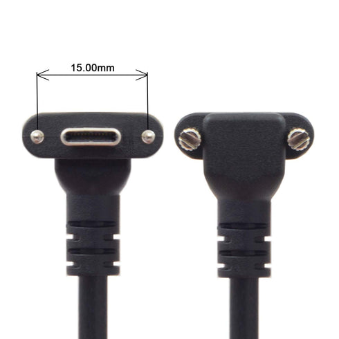 JSER Down Up Angled USB 3.1 Type-C Dual Screw Locking to Standard USB3.0 Data Cable 90 Degree for Camera