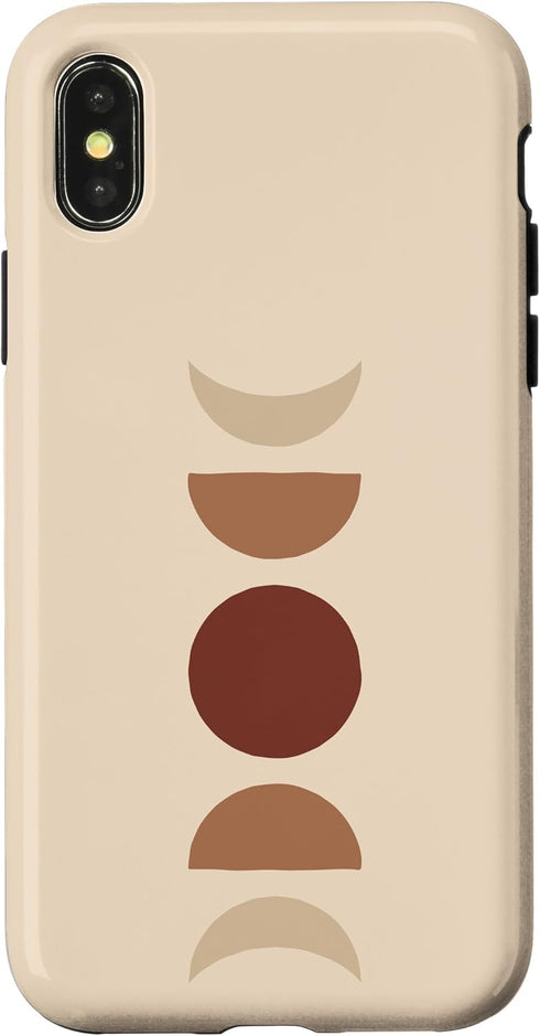 Boho Beige Rust Red Burnt Orange Case for iPhone X/XS Phases of Moon