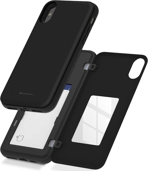 GOOSPERY Magnetic Secure Bumper Wallet Case for iPhone Xs/X, Dual Layer Protection with Sticky Mirror, Black