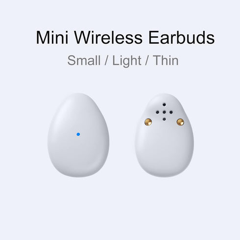 Mini Wireless Bluetooth Earbuds, Tiny Semi in-Ear Headphone for Sleep, Work, Fitness, Run, Drive, White Gray