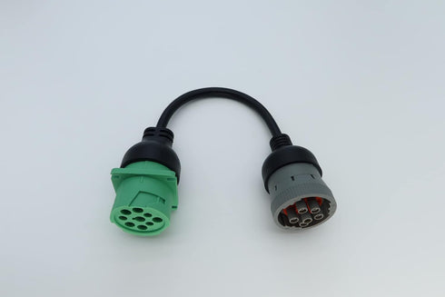 6pin J1708 to Type2 Green 9pin J1939 Adapter Cable for Trucker and Car 1ft/30cm