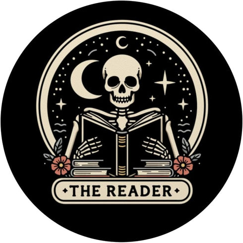 The Reader Tarot Skeleton Gothic Bookish PopSockets Standard PopGrip