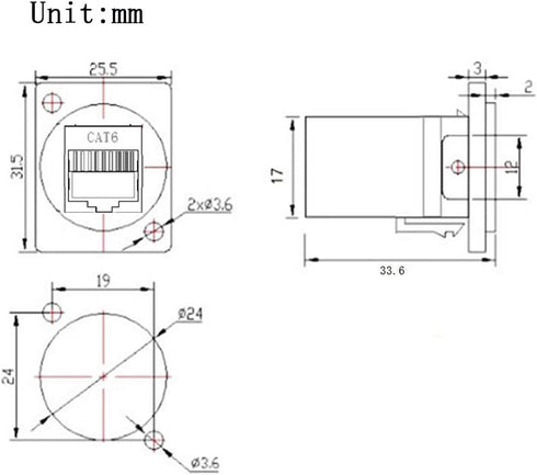 5PCS Panel Mounting RJ45 Cat5/5e/6 Ethernet Connector, Zinc Alloy Housing Double Head Coupler