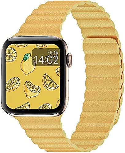 INI Adjustable Leather Strap Compatible with Apple Watch Band 49mm 46mm 45mm 44mm 42mm 41mm 40mm 38mm - Magnetic