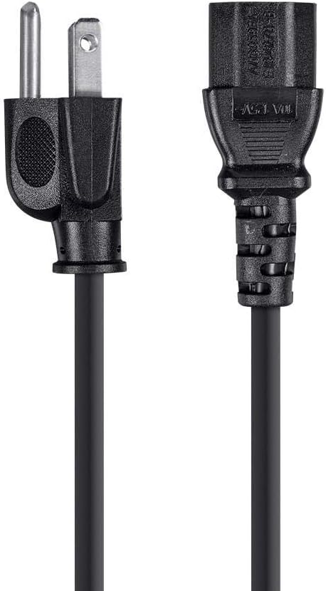 Monoprice 3ft Power Cord Cable, 16AWG, Black, 3 Conductor PC Power Connector Socket (C13/5-15P)