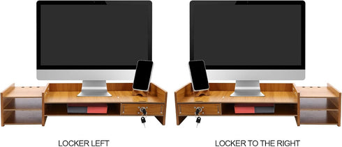 QUSKLISU (02) Computer Monitor Stand, Computer Rack with Drawers, Two top Platforms Desk Organizer Monitor Stand