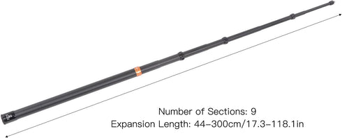 Yunseity 9.8ft 9 X3 2 X2 Action Camera Selfie Stick, Extendable Selfie Stick, Sections Aluminum Alloy Camera Selfie