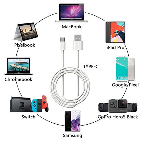 6ft Fast Charger Cable: USB-C to USB-A for iPad Pro, Galaxy, MacBook Air, Nintendo Switch, Pixel, LG, Sony, OnePlus.