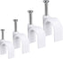 Round Cable Wire Clips for RG6/RG59/CAT5/CAT6/RJ45 - 400pcs Single Coaxial Nail Clamps (6mm + 8mm + 10mm + 12mm)