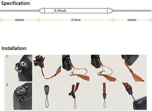 Film Camera Strap, Quick Release Slim Camera Strap for Mirrorless, SLR, Medium DSLR Camera (Black)