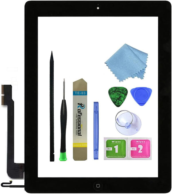 Touch Screen Digitizer Replacement for Black iPad 4, 4th Generation A1458 A1459 A1460 Glass Assembly Repair Kit