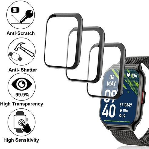 3D Screen Protector 3-PACK for Popglory Kimeag ZOSKVEE P95 2.01” and SKG V7 1.95" Smart Watch