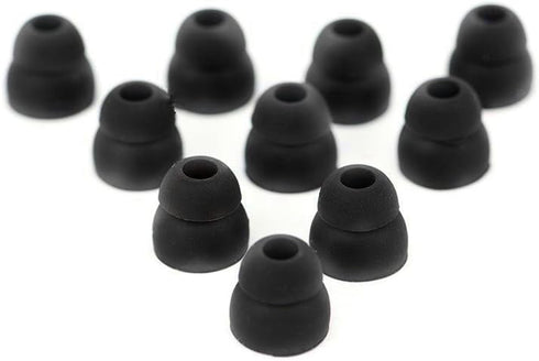10pcs Black Double Flange Replacement Silicone Earbuds EarTips, 4.1mm Connector