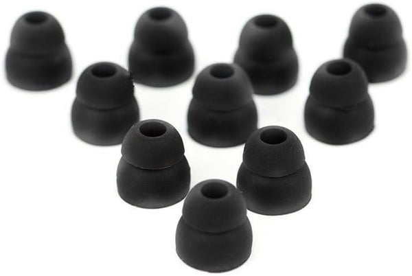 10pcs Black Double Flange Replacement Silicone Earbuds EarTips, 4.1mm Connector